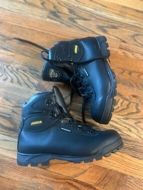 Asolo Black Leather Hiking Boots with Yellow Logo Accents
